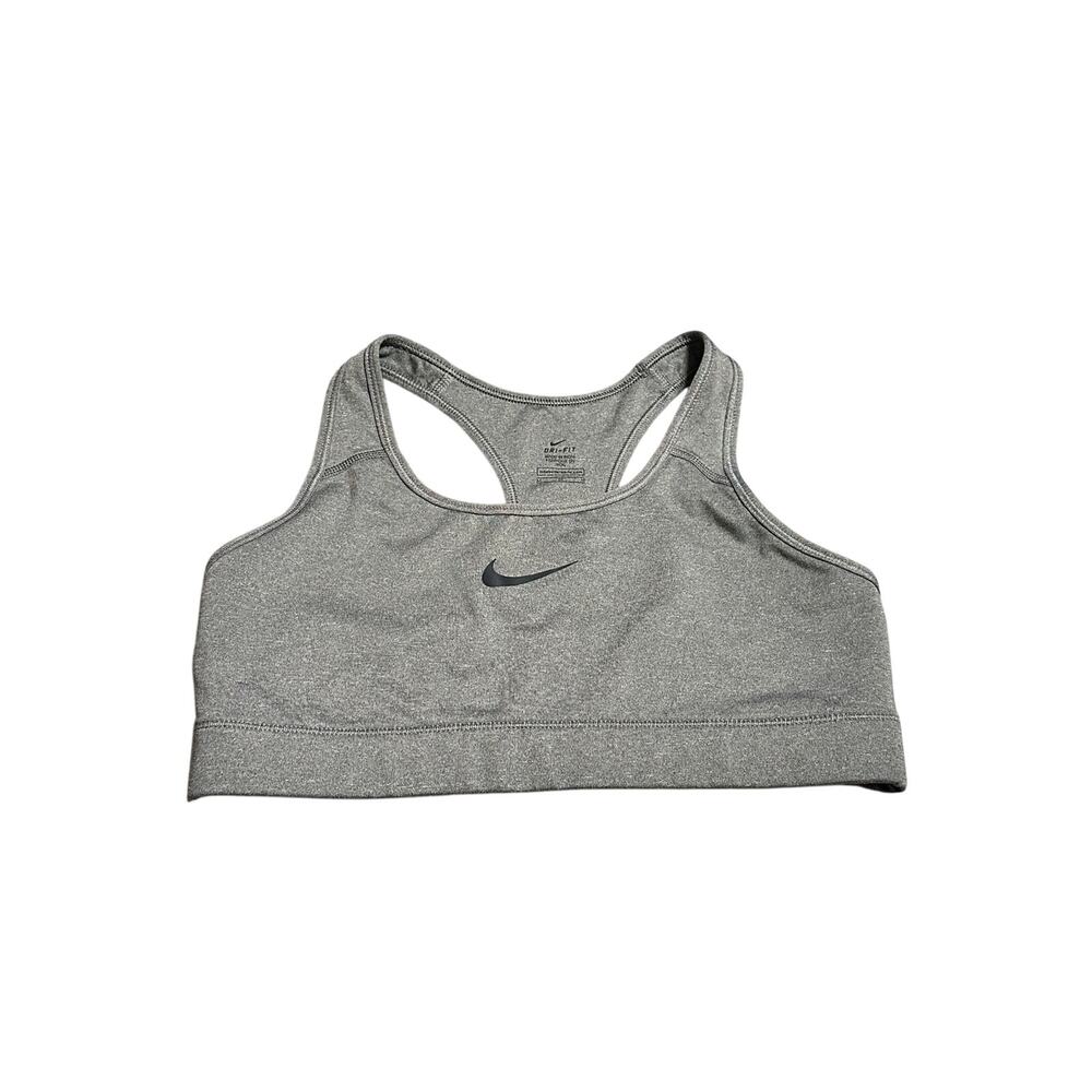Nike Gray Sports Bra Swoosh Front Women’s Size Medium